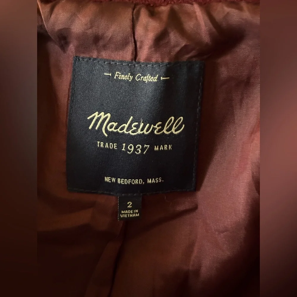 Madewell City Grid Asymmetrical Coat in Dark Cabernet